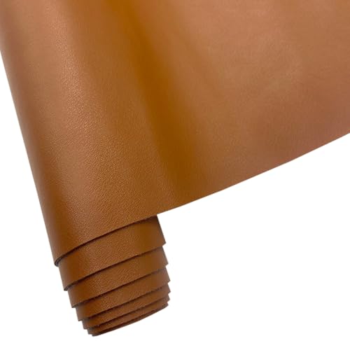 Soft Smooth Faux Leather Fabric Solid Color Vegan Synthetic Imitation Leather Fabric 16" x 54” Large Size for Upholstery Crafts, DIY Sewings, Earrings Bows Wallets Making (Light Brown) - color: Light Brown