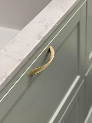 Brushed Gold Cabinet Pulls 5 Inch Arch Twisted Brass Handles Drawer Kitchen Cupboard Bathroom Dresser Cabinet Hardware Zinc Alloy 5 Pack - color: Brushed Gold, size: 5 Inch Hole Centers