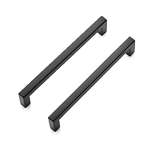 Ravinte Matte Black Cabinet Handles Solid Cabinet Pulls, 5 Inch CC, 5 Pack - color: Black, size: Flat Black 5" Hole Center