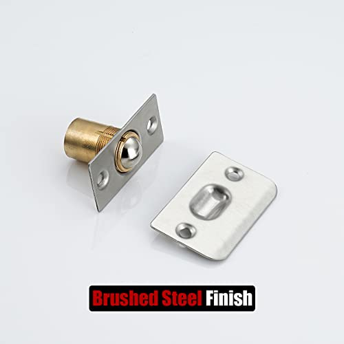JQK Closet Door Ball Catch Hardware, Stainless Steel Catch Adjustable with Strike Plate, Brushed Satin Finish 2 Pack, HBC100-P2 - color: Brushed, size: Standard 2 Pack