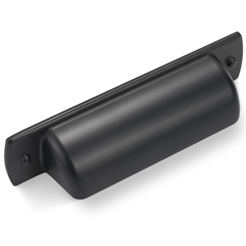 10 Pack 2.5 inch(64mm) Matte Black Kitchen Cabinet Handles Cabinet Cup Pulls Black Drawer Cup Pulls Kitchen Cabinet Hardware - color: Matte Black, size: 2.5" Hole Center（64mm）