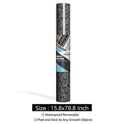 Livelynine Dark Granite Contact Paper for Countertops Peel and Stick Countertop Covers Waterproof Granite Countertop Wallpaper for Bathroom Kitchen Counter Top Laminant Charcoal Gray 15.8"X78.8" - size: 15.8" x 78.8"