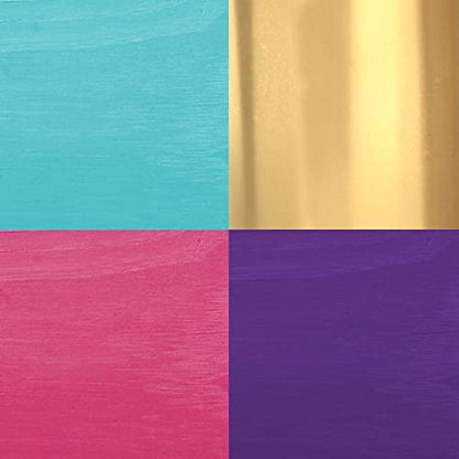 Unicorn SPiT Gel and Glaze Stain Celebration Collection: 4, 4oz. Bottles with Trebbies Detail Sticks (Zia Teal, Purple Hill Majesty, Pixie Punk Pink, Zeus Gold) - color: Celebration Collection