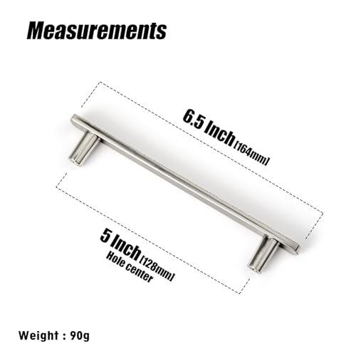 Goo-Ki 5 Inch (128 mm) Hole Centers Luxurious & Sturdy Zinc Alloy Cabinet Handls,Satin Nickel Cabinet Pulls for Kitchen,Drawer,Cupboard & Wardrobe,6 Pack - color: Satin Nickel, size: 5.0 inch (128 mm) Hole Centers, style: Pulls With No Backplate