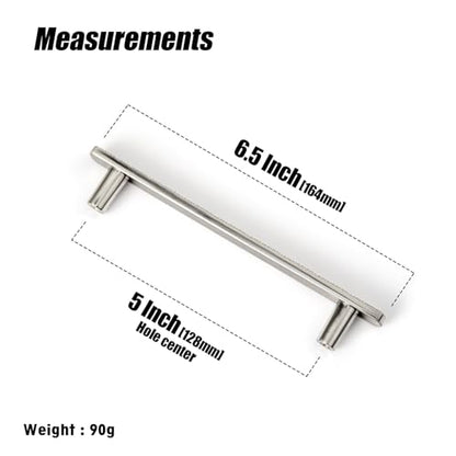 Goo-Ki 5 Inch (128 mm) Hole Centers Luxurious & Sturdy Zinc Alloy Cabinet Handls,Satin Nickel Cabinet Pulls for Kitchen,Drawer,Cupboard & Wardrobe,6 Pack - color: Satin Nickel, size: 5.0 inch (128 mm) Hole Centers, style: Pulls With No Backplate