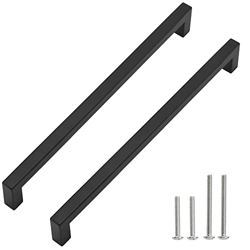 Cabinet Pulls Matte Black Cabinet Handles Square Drawer Pulls, 40 Pack 11-1/3 Inch Stainless Steel Kitchen Door Cupboard Cabinet Handles, Drawer Hardware Handles, 288mm Hole Centers - size: 11-1/3 inch Hole Centers(288mm)