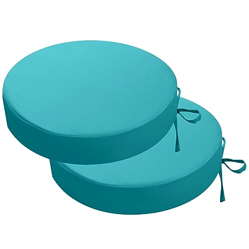 idee-home Outdoor Bistro Chair Cushions Set of 2 Think 15”x15”x 3” - color: A Peacock Blue, size: 15X3 Inch-Round