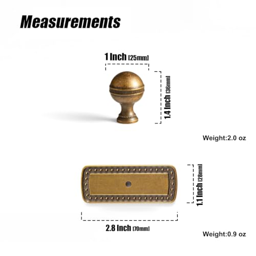 Goo-Ki Cabinet Knobs with Backplate, Antique Brass, 6 Pack - color: Antique Brass, style: Jeweled Crest Style