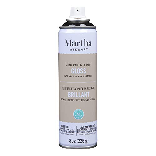 MARTHA STEWART Paint & Primer 8oz Spray Paint, Gloss Beetle Black (42915) - color: Gloss Beetle Black