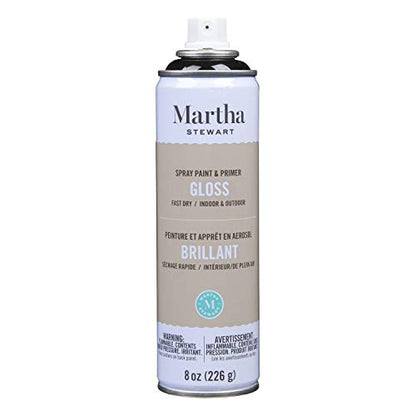 MARTHA STEWART Paint & Primer 8oz Spray Paint, Gloss Beetle Black (42915) - color: Gloss Beetle Black