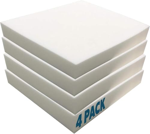 Foamma (4-Pack 4" x 18" x 18" HD Upholstery Foam High Density Foam (Chair Cushion Square Foam for Dinning Chairs, Wheelchair Seat Cushion Replacement) - color: 4 Pack