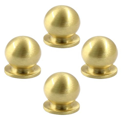 Jiozermi 4 Pack Mini Round Solid Brass Knobs, Gold, 5/9 Inch - color: Gold, size: 5/9 Inch(14mm)