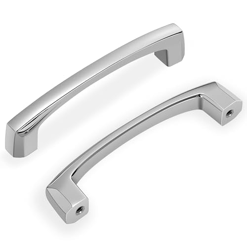 Lardmon 10 Pack 3.75 Inch(96mm) Hole Center Polished Chrome Modern Cabinet Pulls Solid Kitchen Cabinet Handles Hardware Bathroom Vanity Pulls Timeless Drawer Pulls Handles for Dresser - color: Polished Chrome, size: 3.75 Inch Hole Center, style: 10 Pack