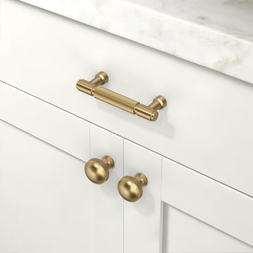 10 Pack Champagne Bronze Knurled Cabinet Pulls 3 Inch(76mm) Kitchen Cabinet Handles Cabinet Hardware for Drawer Pulls - color: Champagne Bronze, size: 3" Hole Center