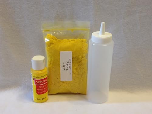Fowl Flocker Flocking Kit 1oz Flock (Bright Yellow) with 2 Ounce Color Matched Acrylic Paint/Adhesive and Applicator - color: Bright Yellow