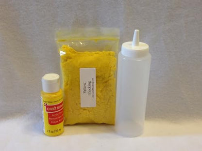 Fowl Flocker Flocking Kit 1oz Flock (Bright Yellow) with 2 Ounce Color Matched Acrylic Paint/Adhesive and Applicator - color: Bright Yellow