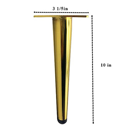 Osring 10 Inch Furniture Table Legs Straight, Gold Metal Coffee Table Feet - size: 10 Inch