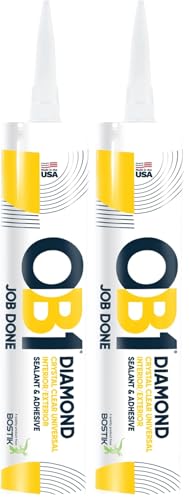 OB1 Universal Caulk Sealant & Adhesive Diamond Crystal Clear 10.1oz | Professional Grade All-in-One Advanced Hybrid | Water Resistant Internal & External | Shrink Crack & UV Resistant | 1 Cartridge - color: Clear, size: 10.1oz (Pack of 2)