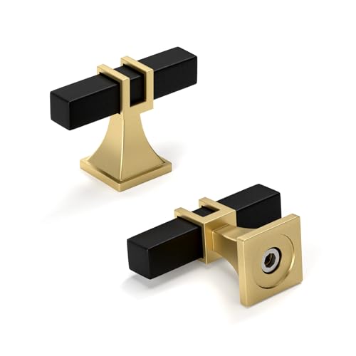 homdiy Black and Gold Cabinet Knobs 24 Pack Black and Brass Cabinet Knobs - color: Black & Matte Gold, size: Single Hole
