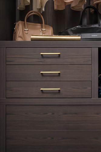 Goo-Ki Brushed Brass Cabinet Pulls with 3.8'' Hole Centers, Modern Style Zinc Alloy Cabinet Handles for Dresser,Wardrobe,Cupboard- 6 Pack - color: Brushed Brass, size: 3.8'' Hole Centers