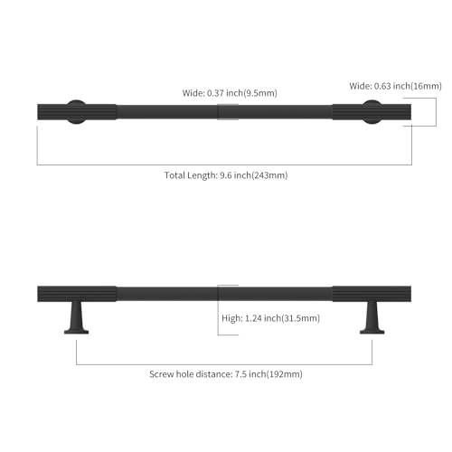 Asidrama 10 Pack 7.5 inch Matte Black Kitchen Cabinet Handles - color: Matte Black, size: 7.5" Hole Center