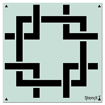 Stencil1 Square Lattice Repeat Pattern Stencil 11" x 11" Wallpaper Wall