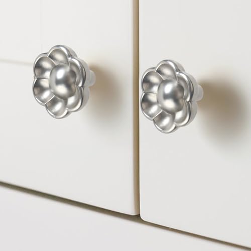 Geesatis Silver Flower Knobs,4 Pcs Modern Single Hole Drawer Pull - style: O-Silver