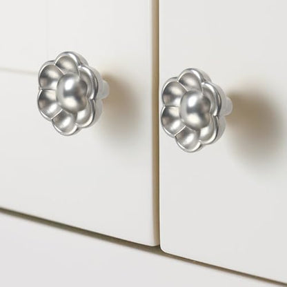 Geesatis Silver Flower Knobs,4 Pcs Modern Single Hole Drawer Pull - style: O-Silver