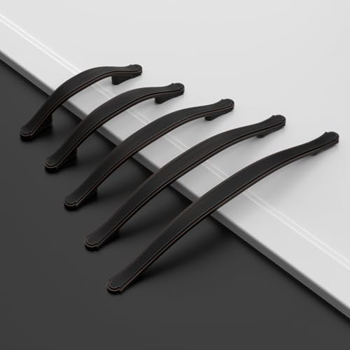 Amerdeco 10 Pack Oil Rubbed Bronze Cabinet Pulls 3 Inch(76mm) Hole Center Drawer Pulls Cabinet Hardware Kitchen Cabinet Handles for Bathroom Dresser Pulls ZH0068 - color: Oil Rubbed Bronze, size: 3"/76MM Hole Center