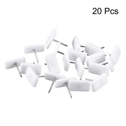 uxcell Furniture Feet Nail Plastic Glide Nails Square Chair Table Leg Protector Pads 19mm x 10mm White 20pcs - size: 19mmx10mm
