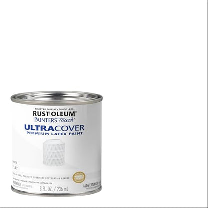 Rust-Oleum Painter's Touch Latex Brush-On Paint, Flat White - color: Flat White, size: 8 Fl Oz (Pack of 1)