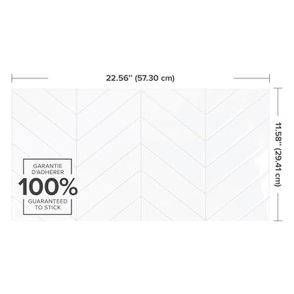 Smart Tiles Peel and Stick backsplash, Chevron Pure White, 22.56"x11.58" - color: Pure White