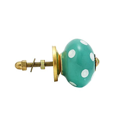 Cabinet Knobs for Dresser Drawers - Boho Handmade Ceramic Kitchen Cupboard Pull Handle Countryside Farmhouse Furniture Hardware - Turquoise Polka Dot - Pack of 4 - color: Turquoise Polka Dot