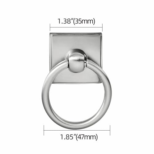 khtumeware 2-Pack 1.9 Inch Brushed Satin Nickel Cabinet Knobs - Ring Pull Drawer Handles for Dresser, Kitchen Cabinets - Durable Zinc Alloy Hardware. - color: Brushed Satin Nickel