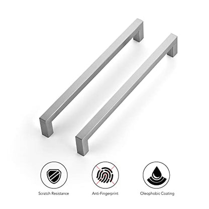 Ravinte Brushed Nickel Square Cabinet Handles & Pulls 8-4/5 Inch 10 Pack - size: 9-1/4 in (8-4/5 in Hole Center)