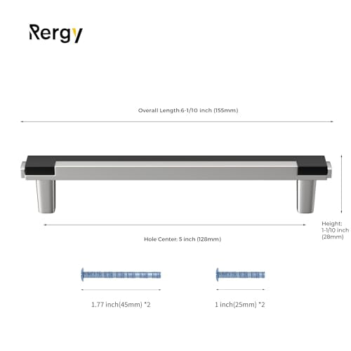 Rergy 25 Pack 5 Inch Black and Brushed Nickel Cabinet Pulls Sliver Pulls - color: Black&Brushed Nickel, size: 5 Inch Hole Center