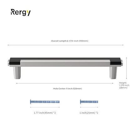 Rergy 25 Pack 5 Inch Black and Brushed Nickel Cabinet Pulls Sliver Pulls - color: Black&Brushed Nickel, size: 5 Inch Hole Center