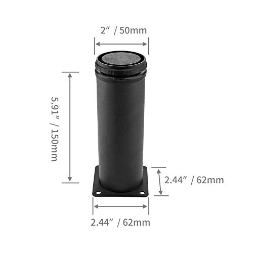 Set of 4 Adjustable Stainless Steel Furniture Legs 6 Inch Black - color: Black, size: 6 inch