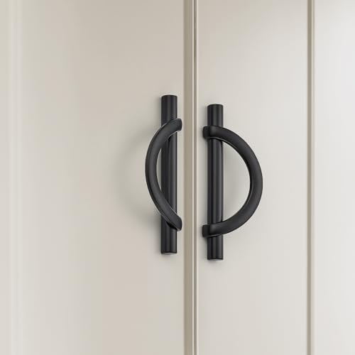 HOME EDIT Matte Black Cabinet Pulls Curved, 3-3/4 Inch/96 mm, 10 Pack - color: Matte Black, size: 3-3/4 Inch Hole Center