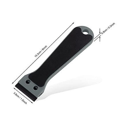 EHDIS 2pcs Plastic Razor Scraper 6-inch Long Handle Adhesive Remover Tool with 100 Double-Edge Blades for Window Tint Vinyl Scraper Decal Sticker Glue Remover (grey) - color: Grey