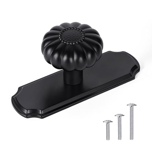 4 Pack Vintage Matte Black Cabinet Knobs with Backplate, 1-1/4 Inches - color: Matte Black, size: 4 Pack