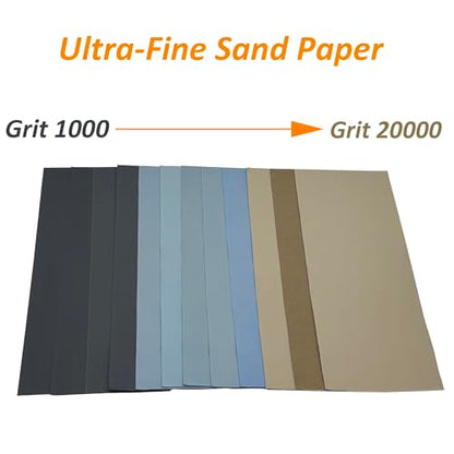 24PCS Ultra-Fine Sand Paper 1000 to 20000 Grit,9 x 3.6 Inch - size: 9 x 3.6 Inch (1000-20000)