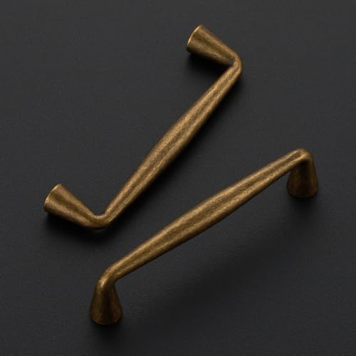 Ravinte Antique Brass Cabinet Handles Solid Handles,3-3/4 Inch,10 Pack - color: Antique Brass, size: 3-3/4 Inches Hole Center