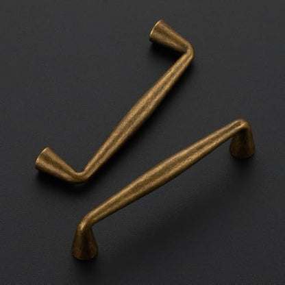 Ravinte Antique Brass Cabinet Handles Solid Handles,3-3/4 Inch,10 Pack - color: Antique Brass, size: 3-3/4 Inches Hole Center