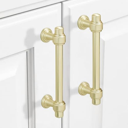 10 Pack 3.75 inch Brushed Brass Kitchen Cabinet Handles Cabinet Pulls Gold Drawer Pulls Kitchen Cabinet Hardware Handles Dresser Handles - color: Brushed Brass, size: 3.75" Hole Center（96mm）