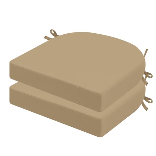 idee-home Outdoor Chair Cushions Set of 2, 17 x 17 Outdoor Seat Cushions - color: Antique Beige, size: 17X17X2 Inch-u Shaped