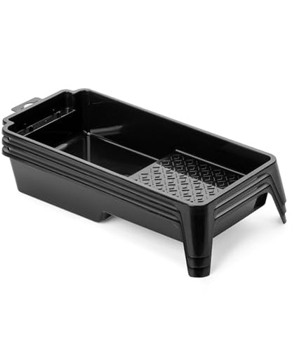 Bates- 4 Inch Paint Tray, 3 Pack, Black, Plastic 4 Inch Paint Roller Tray, Deep Capacity, Textured Ridge