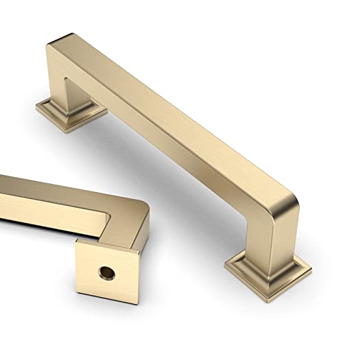 Asidrama 10 Pack 3.75 inch Brushed Brass Kitchen Cabinet Handles - color: Brushed Brass, size: 3.75" Hole Center(96mm)