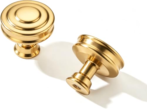 khtumeware 10-Pack Polished Brass Heavy Duty Solid Cabinet Knobs for cabinets Dressers Gold Cabinet Knobs cabinets - color: Polished Brass, size: 1-1/4"(32mm)Diameter