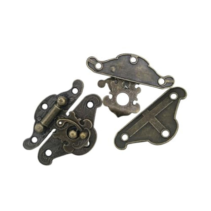 (4 Sets) Retro Jewelry Box Latches Hooks, Small Latches for Wooden Boxes Zinc Alloy, Antique Cabinet Furniture Hasp Clasp - Bronze Tone